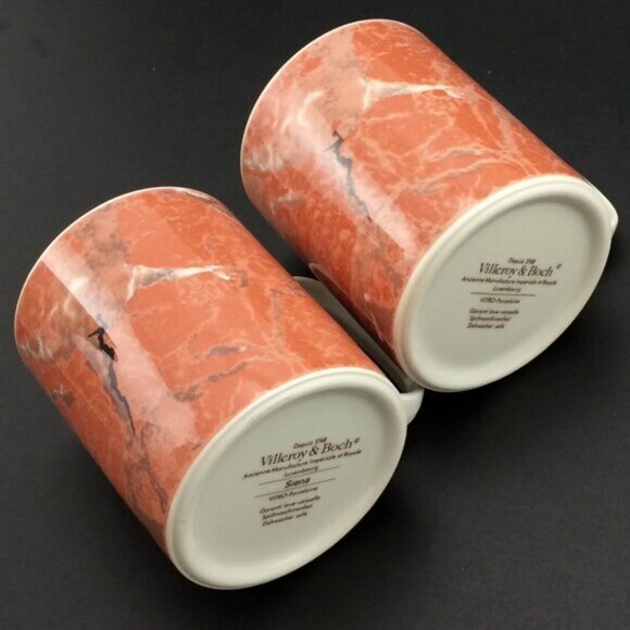 2 Vintage Siena Villeroy Boch Porcelain Tea Coffee Mugs Cups Salmon Orange - Picture 14 of 15